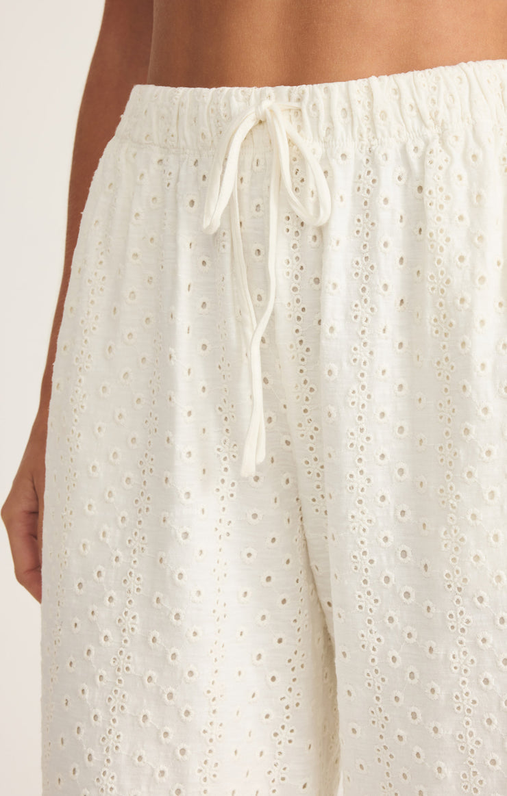 Romi Knit Eyelet Pant - White