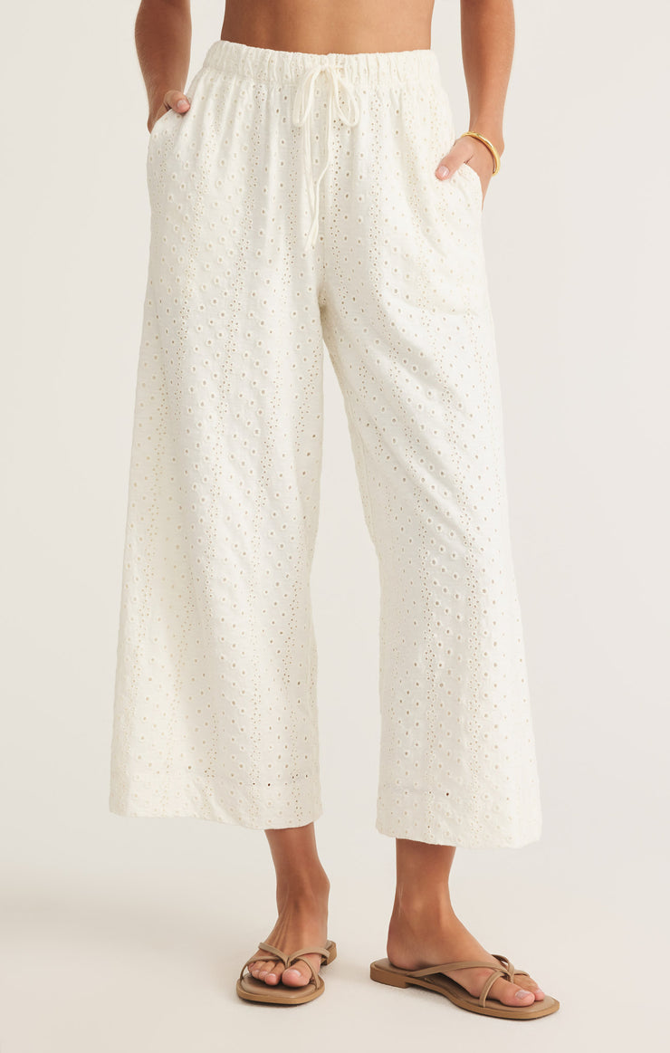 Romi Knit Eyelet Pant - White