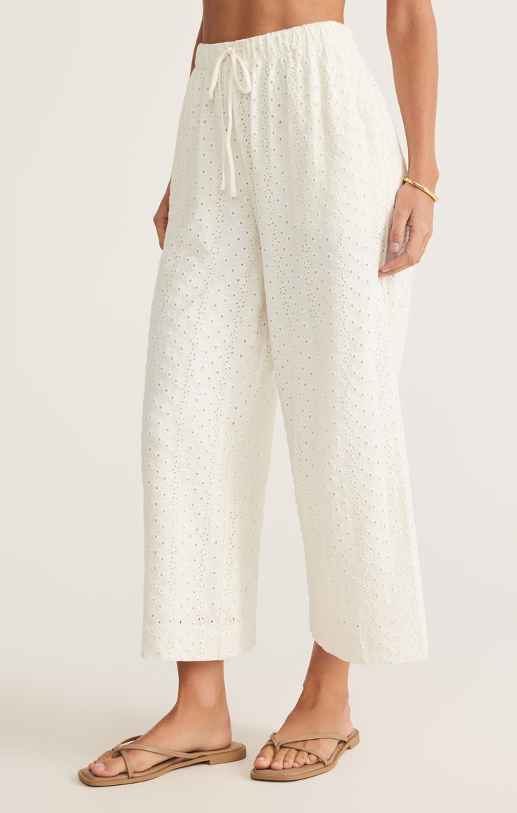 Romi Knit Eyelet Pant - White