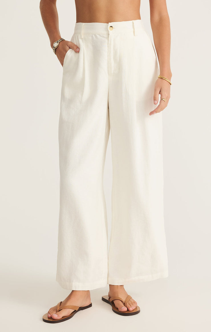 Topanga Wide Leg Linen Pant - White