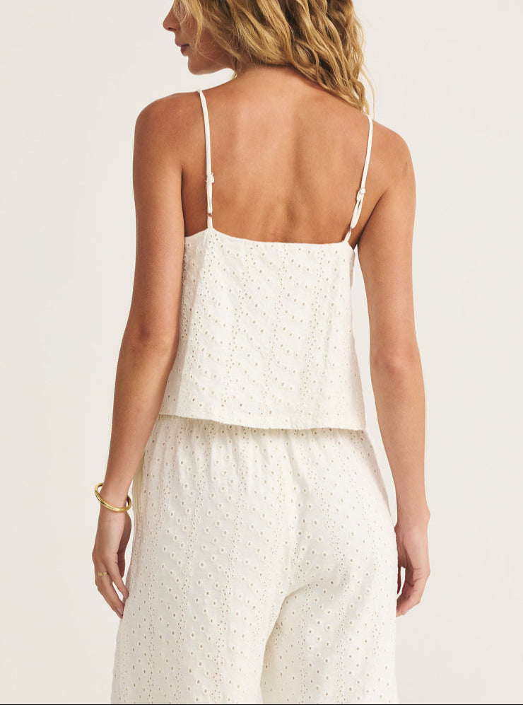 Sylvie Knit Eyelet Tank - White