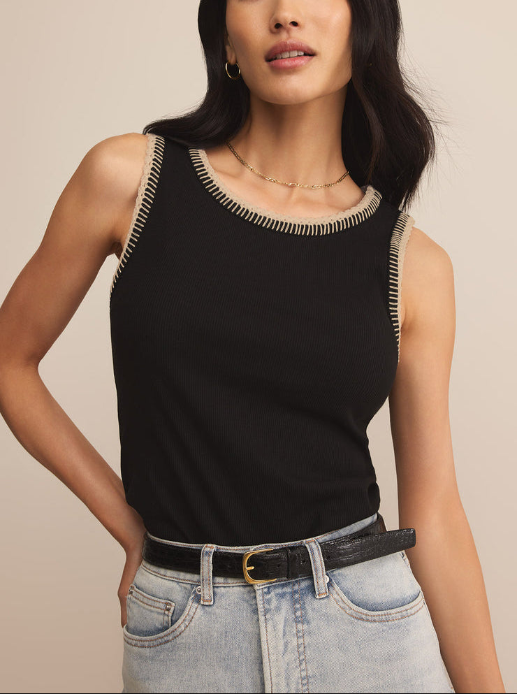 Social Whipstitch Tank - Black