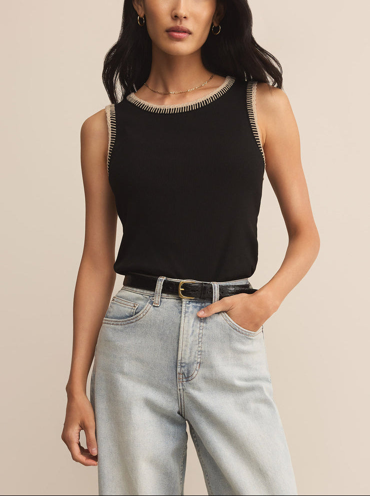 Social Whipstitch Tank - Black