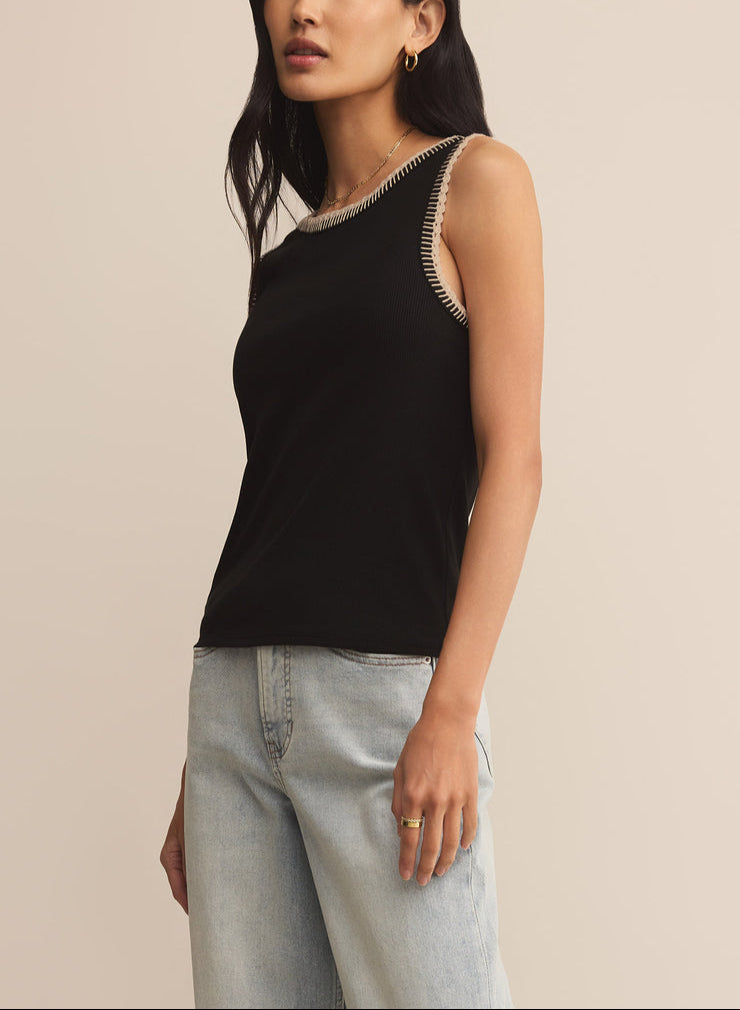 Social Whipstitch Tank - Black