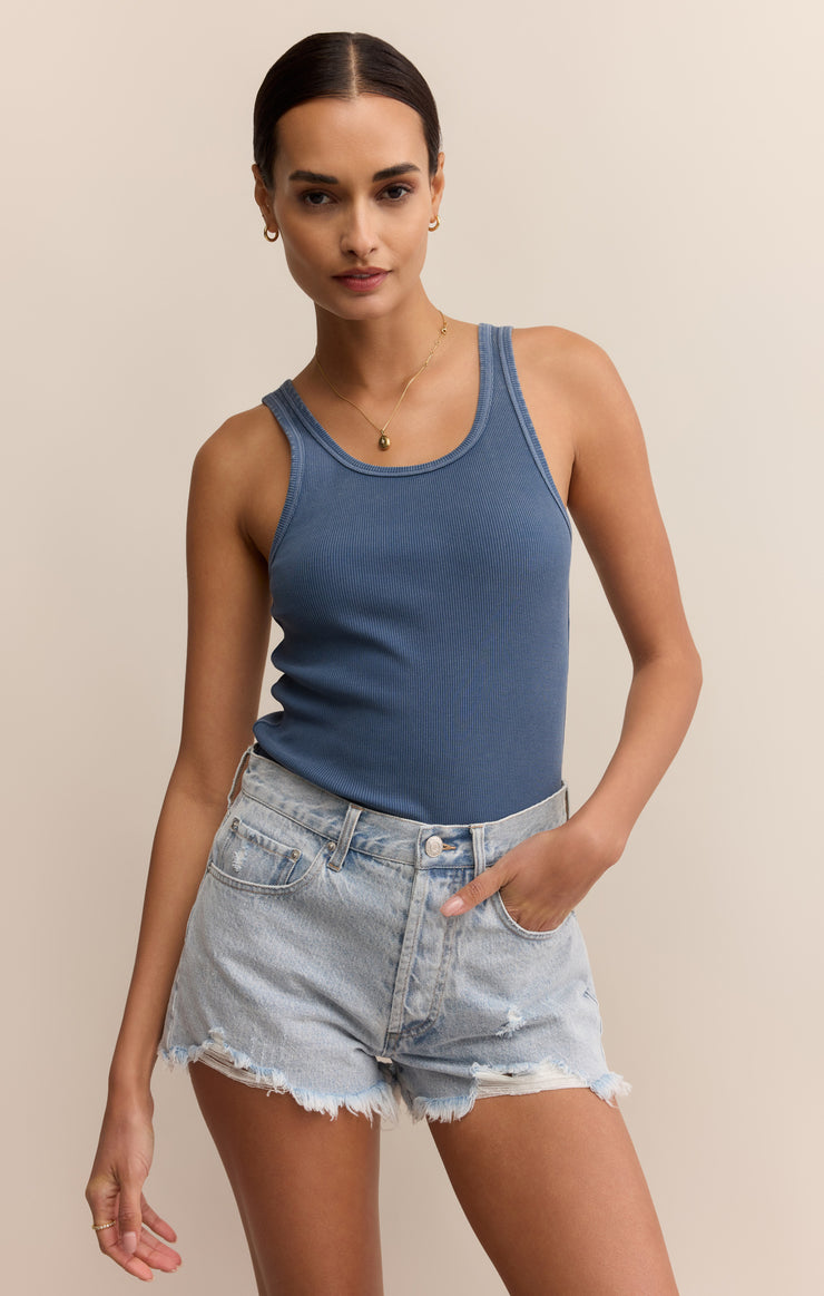 Classic Scoop Rib Tank - Vintage Indigo