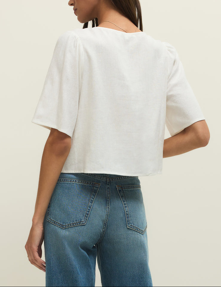 La Belle Linen Top - White