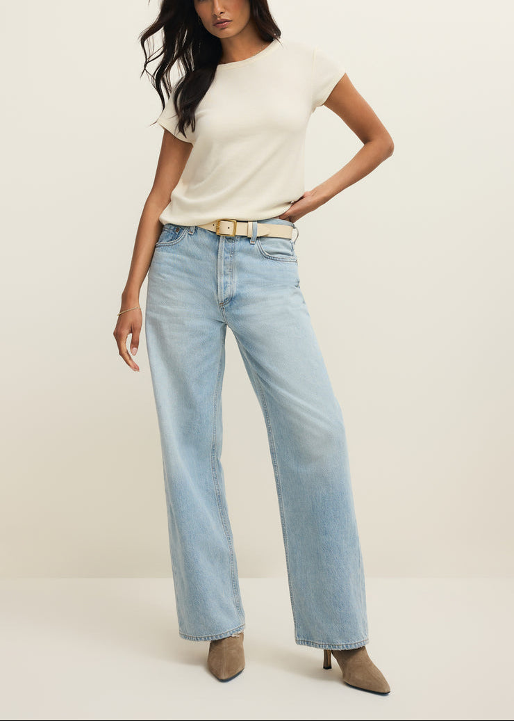 Renae Rib Short Sleeve Top - Cloud