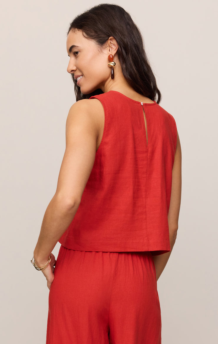 Sloane Linen Top - Chili Pepper