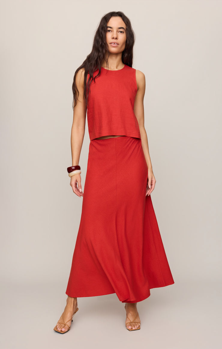 Sloane Linen Top - Chili Pepper
