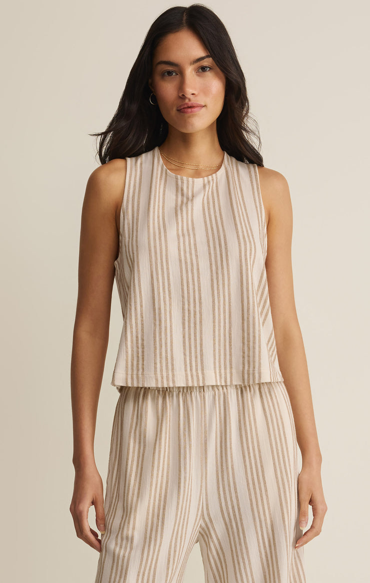 Sloane Knit Striped Tank Top - Cloud
