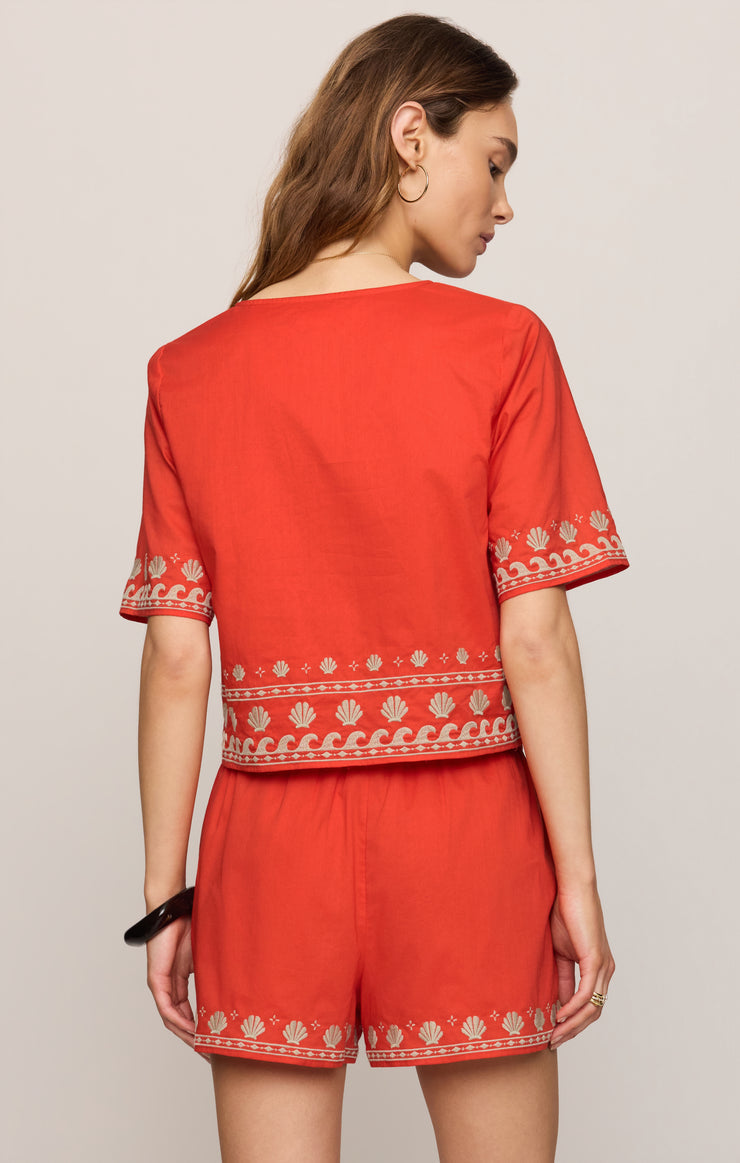 Cast Of Waves Cropped Top - Lychee