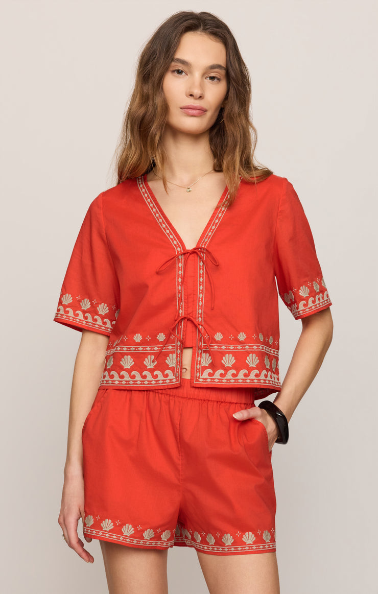 Cast Of Waves Cropped Top - Lychee