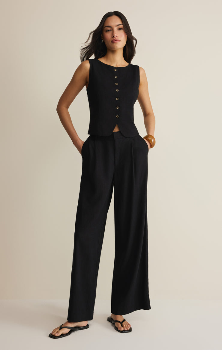 Roman Linen Vest - Black