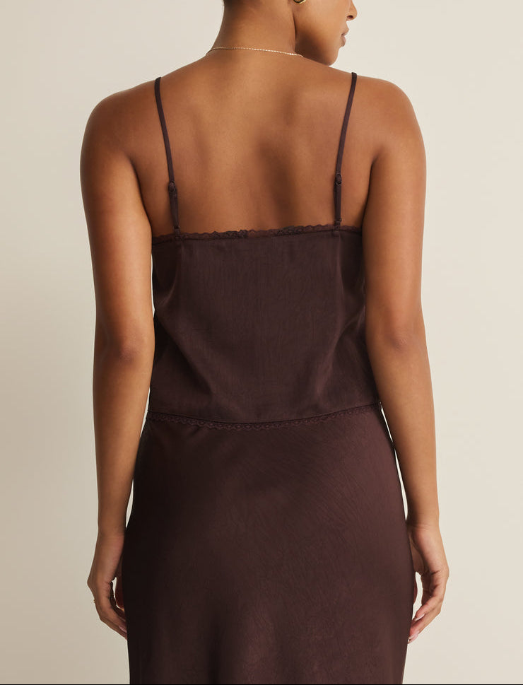 Viva Satin Tank - Chocolate Cherry