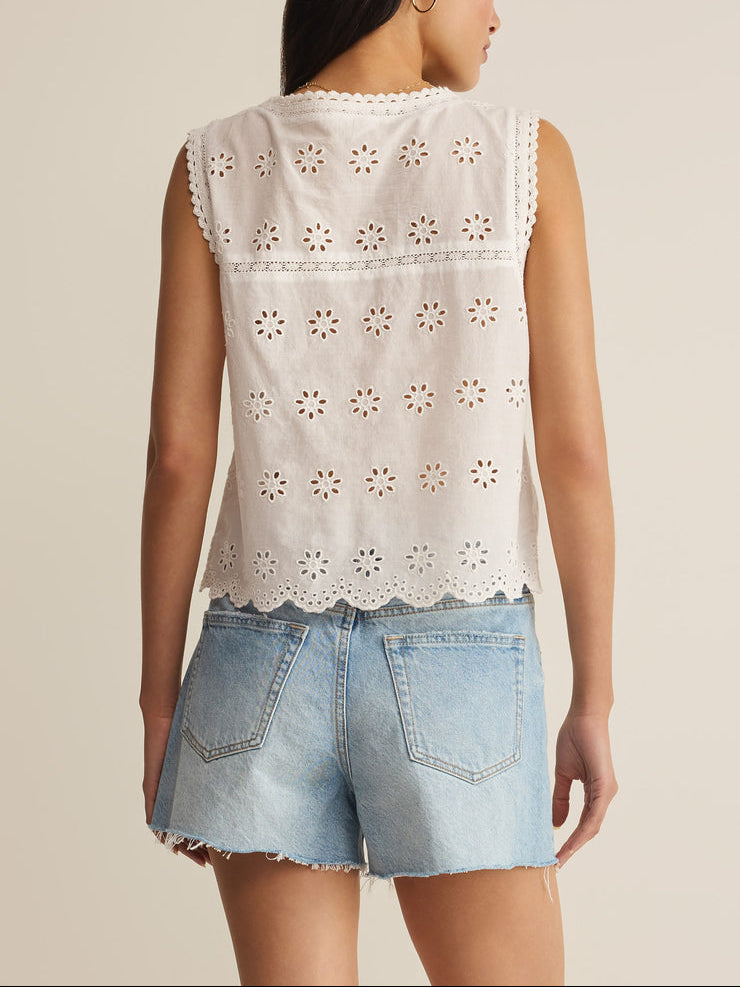Darcy Eyelet Tank - White