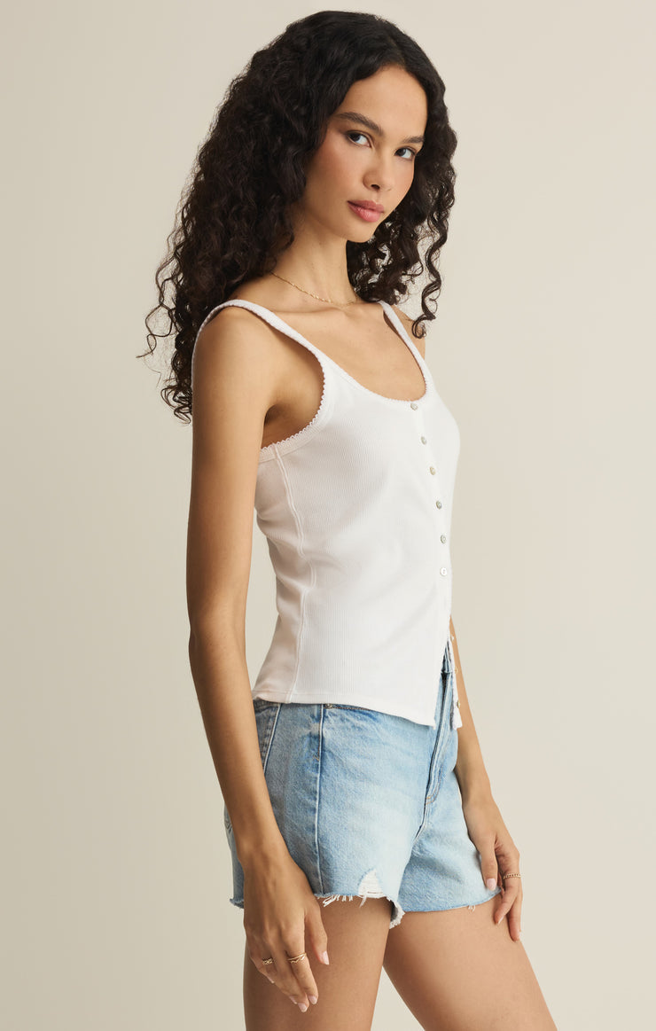 Niko Scallop Rib Tank - White