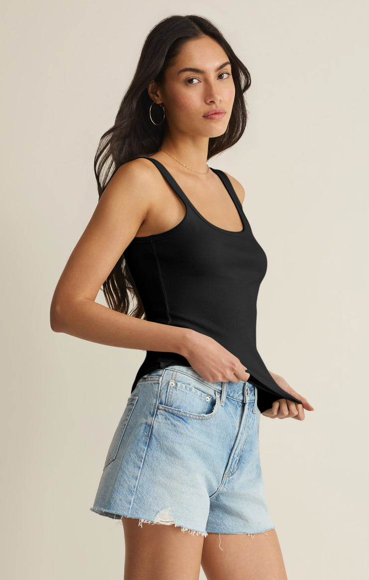 Renae Rib Tank Top - Black