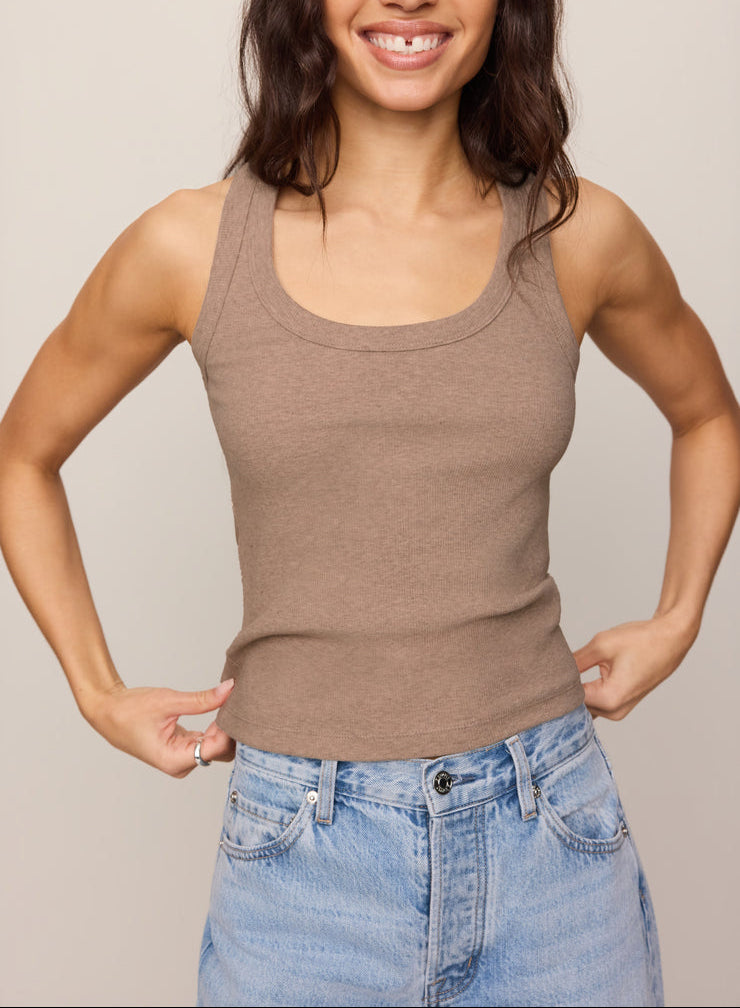 Rowe Scoop Neck Tank -Heather Ash