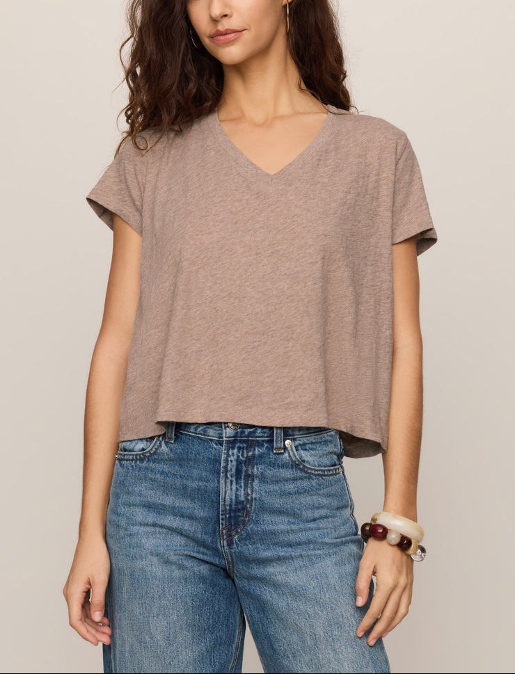 Nomad heather ash v-neck short-sleeve tee with relaxed fit