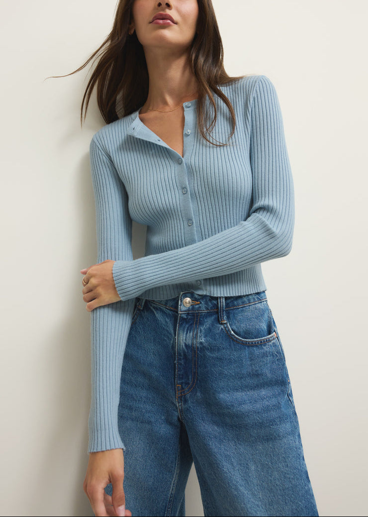 Patrice Rib Cardigan - Coast