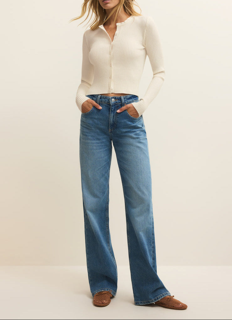 Patrice Rib Cardigan - Cloud