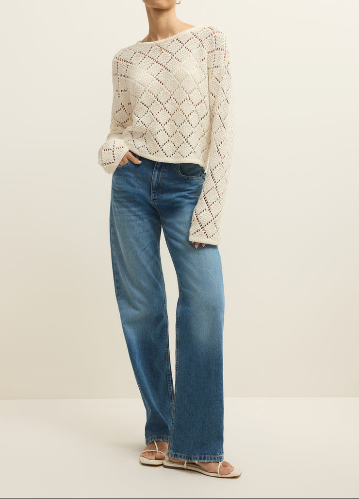 Hullen Crochet Sweater - Cloud