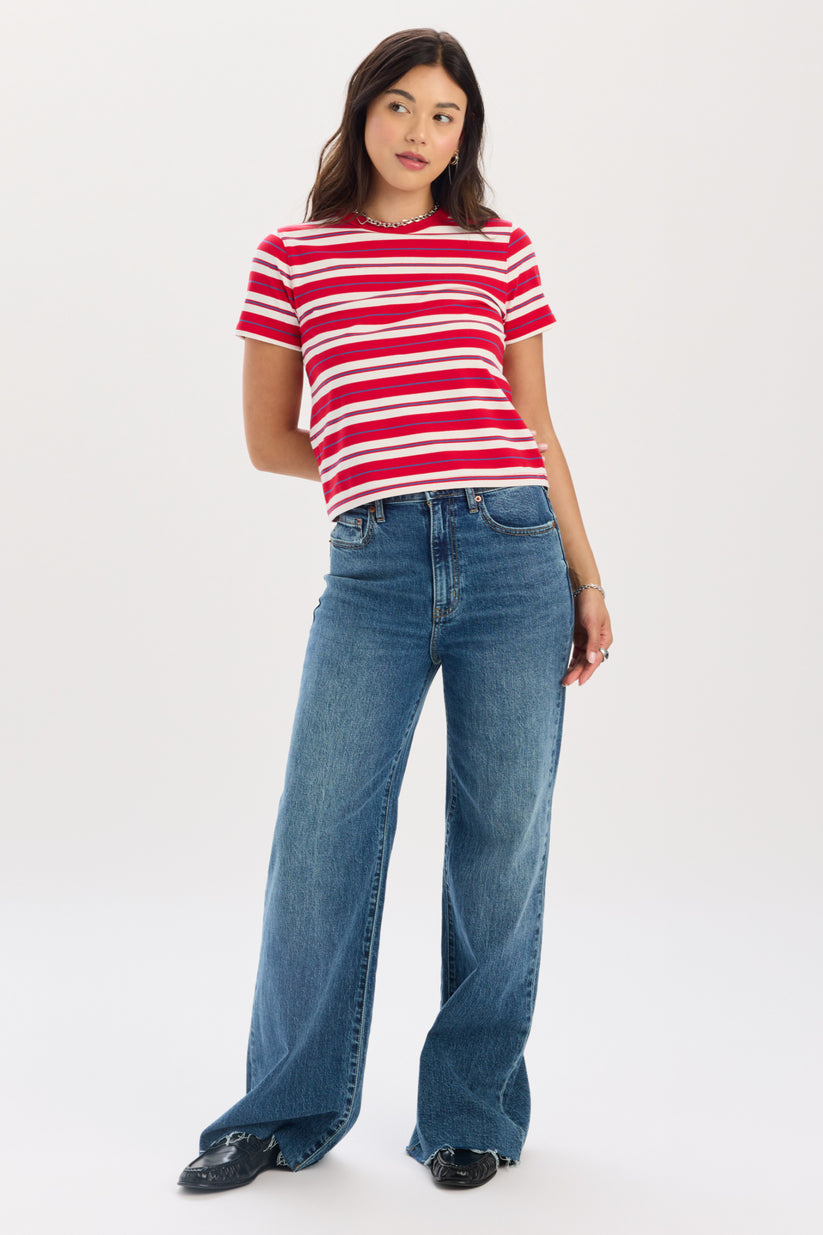 Zuma Crew Neck Tee - Scarlet Stripe