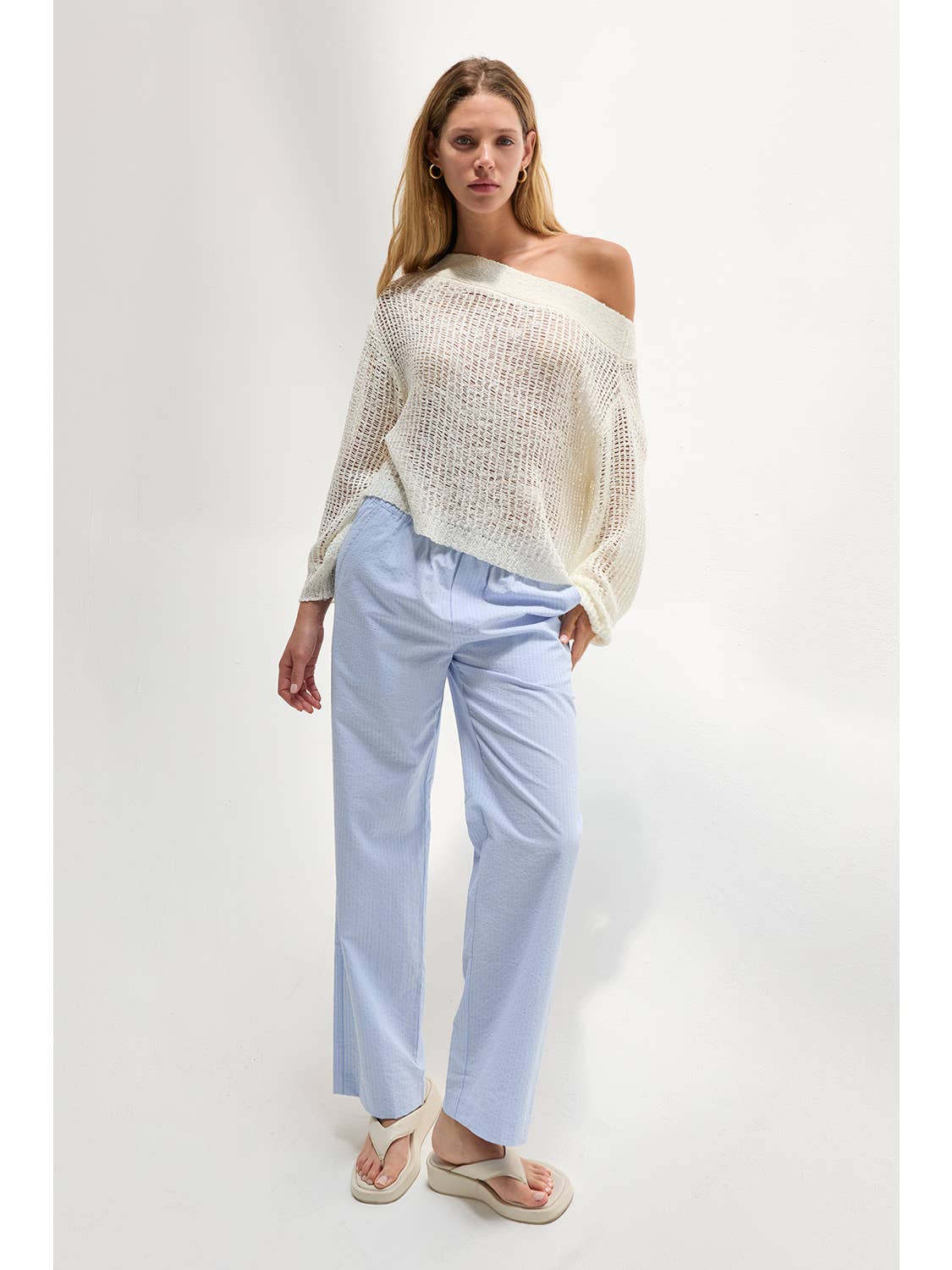 Deni Textured Striped Pants