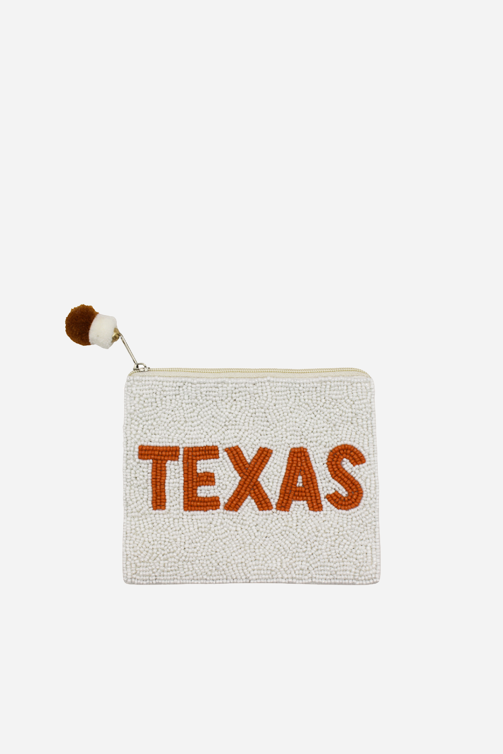 Texas White Beaded Coin Pouch