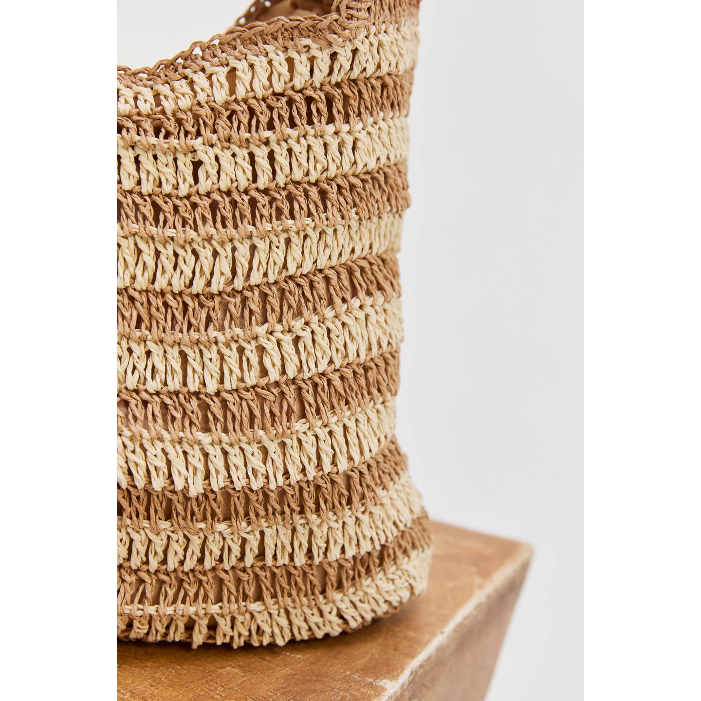 Erin Striped Weave Bag - Tan