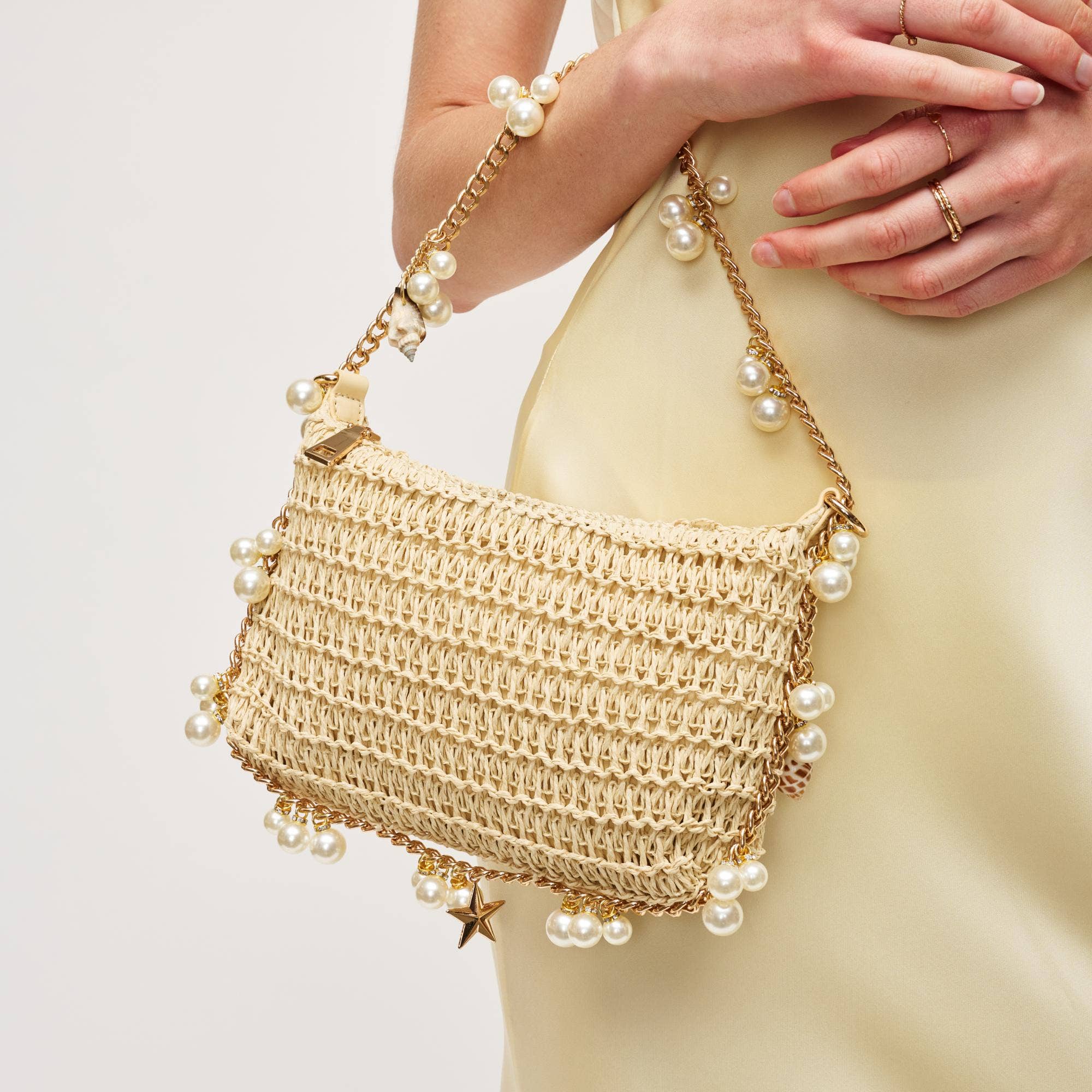 Steph Seashell Straw Bag - Natural