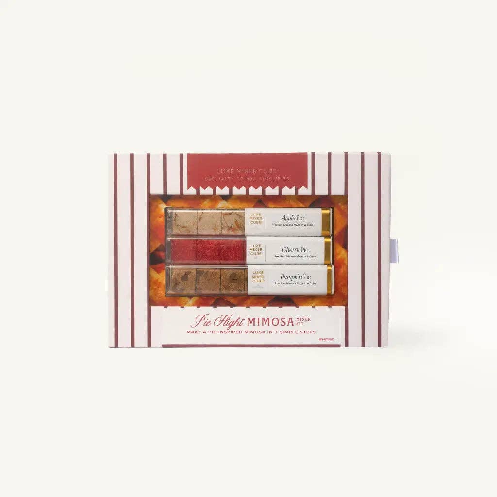 Mimosa pie flight mixer cube box with three labeled mini packs