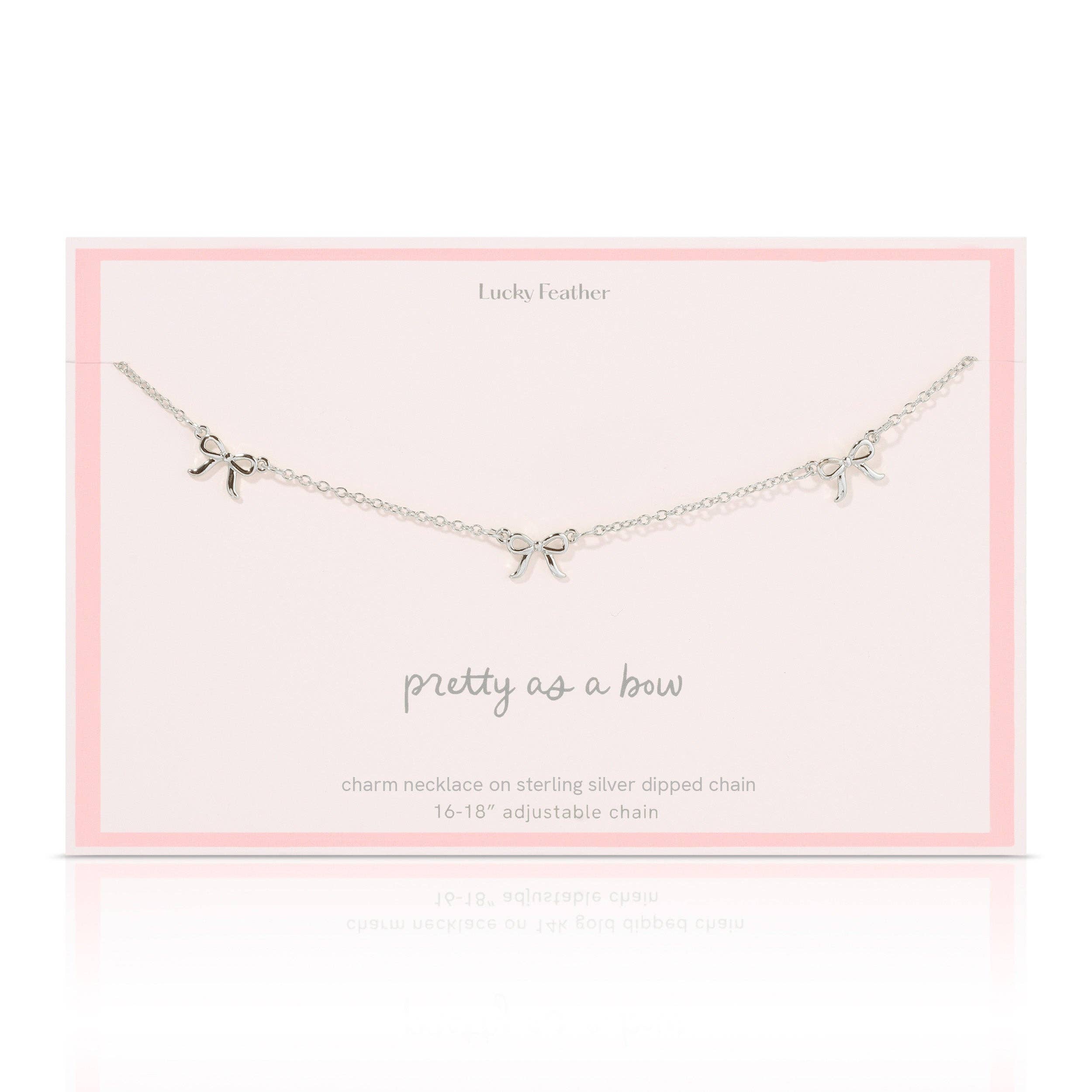 Beautiful Bow Trio Necklace - Silver