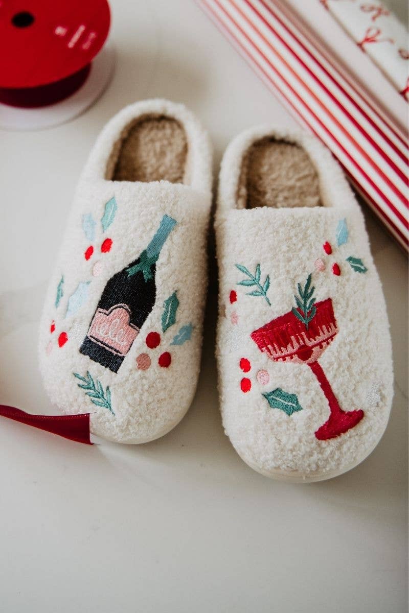 Holly Jolly + Cheers Slippers