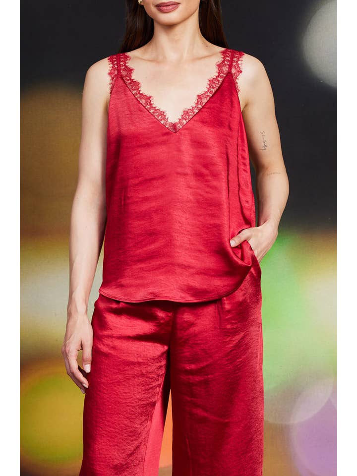 Ruby Red Lace Cami Top