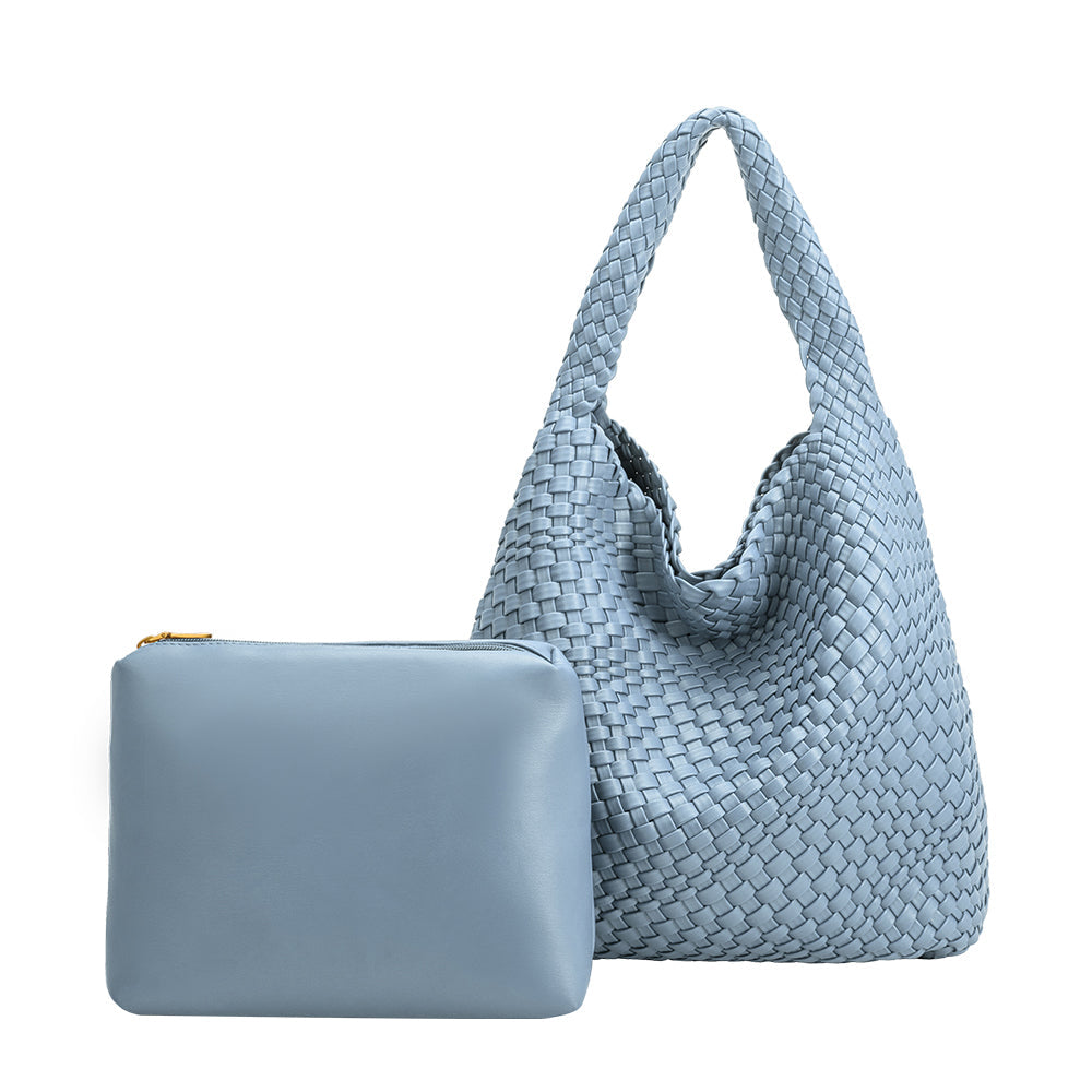 Johanna Large Vegan Shoulder Bag - Blue