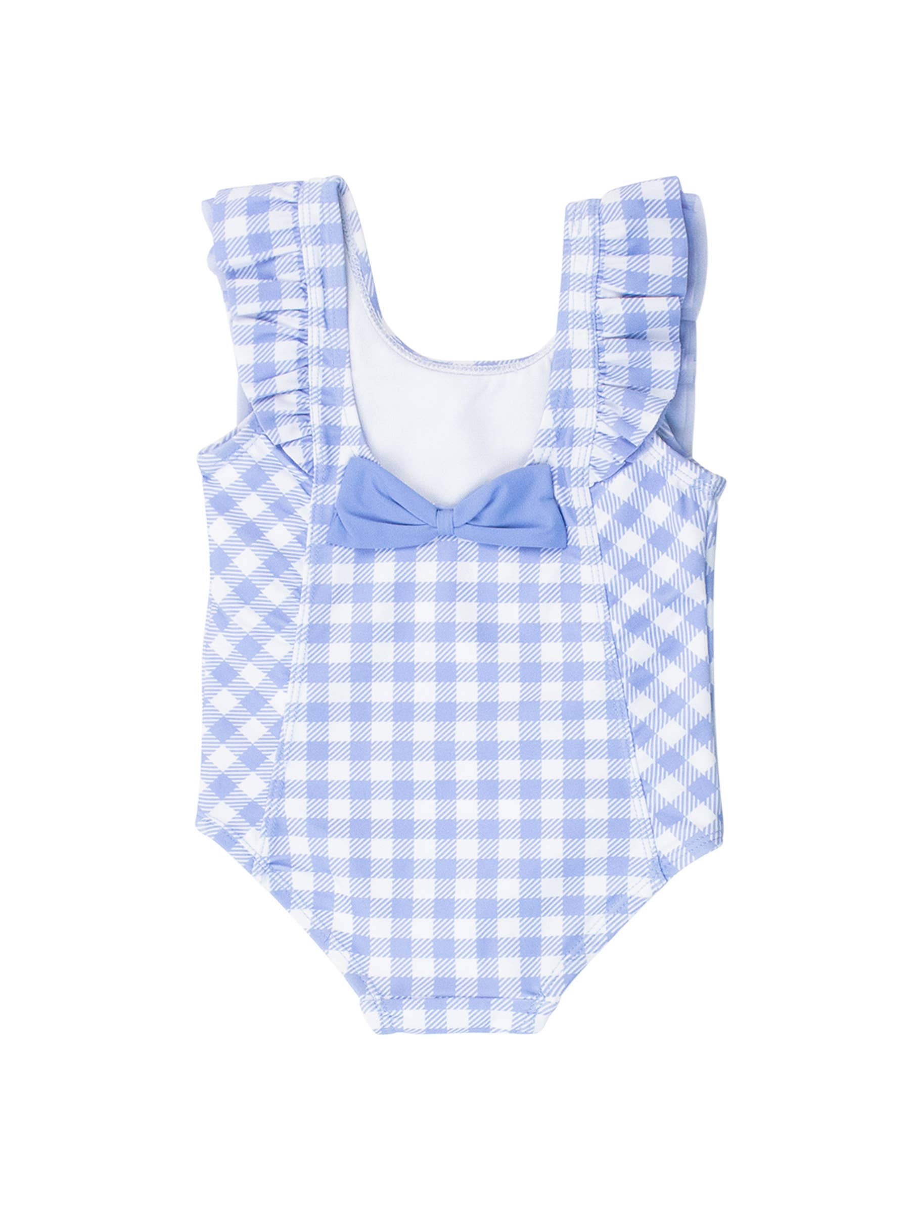 Gingham Waterfall One Piece Swimsuit - Periwinkle Blue *FINAL SALE*