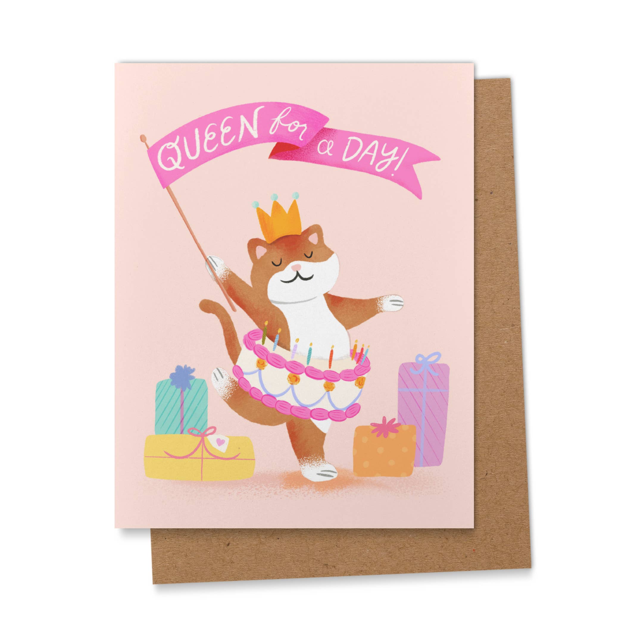 Queen for a Day Cat Birthday Greeting Card