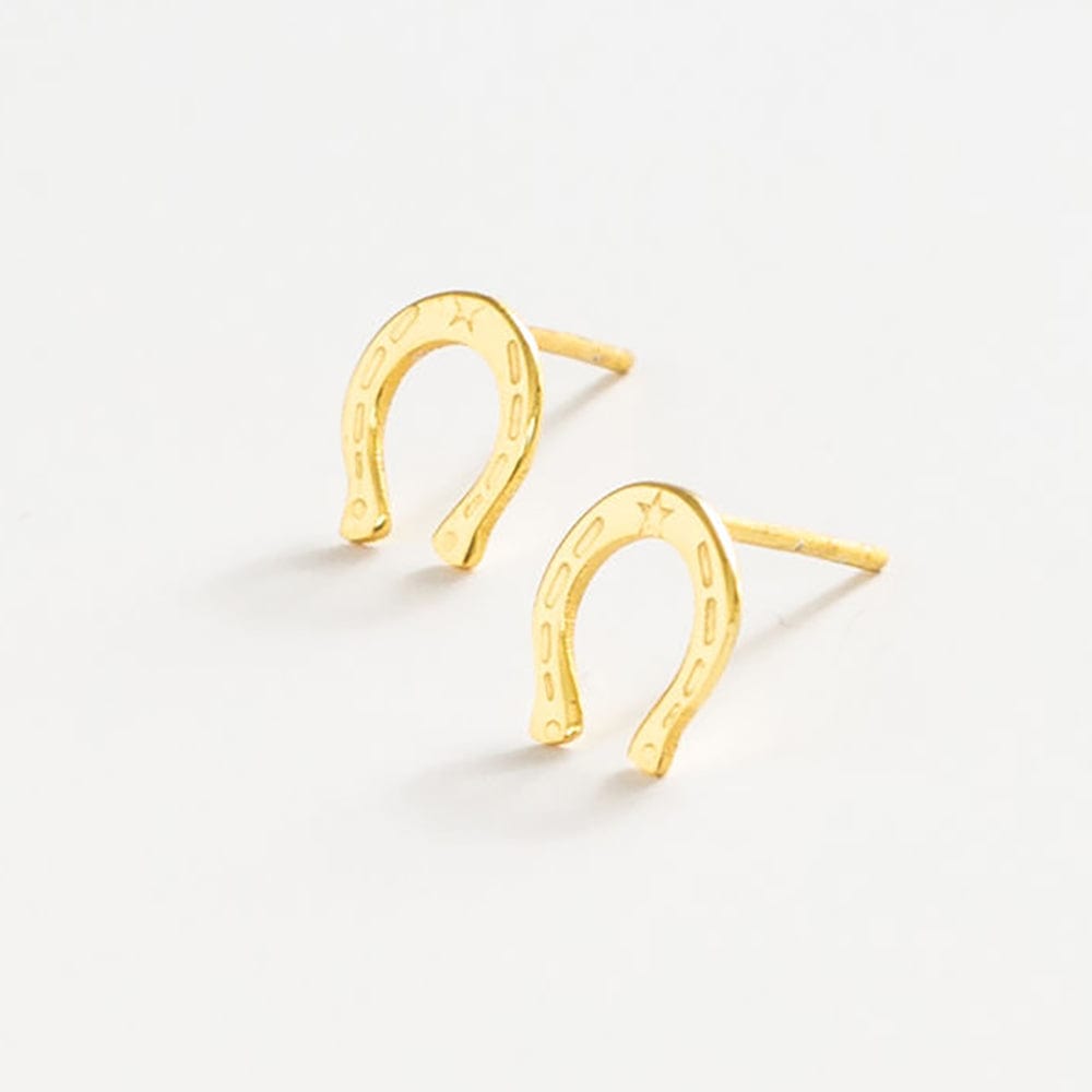 Alice Horseshoe Brass Stud Earrings