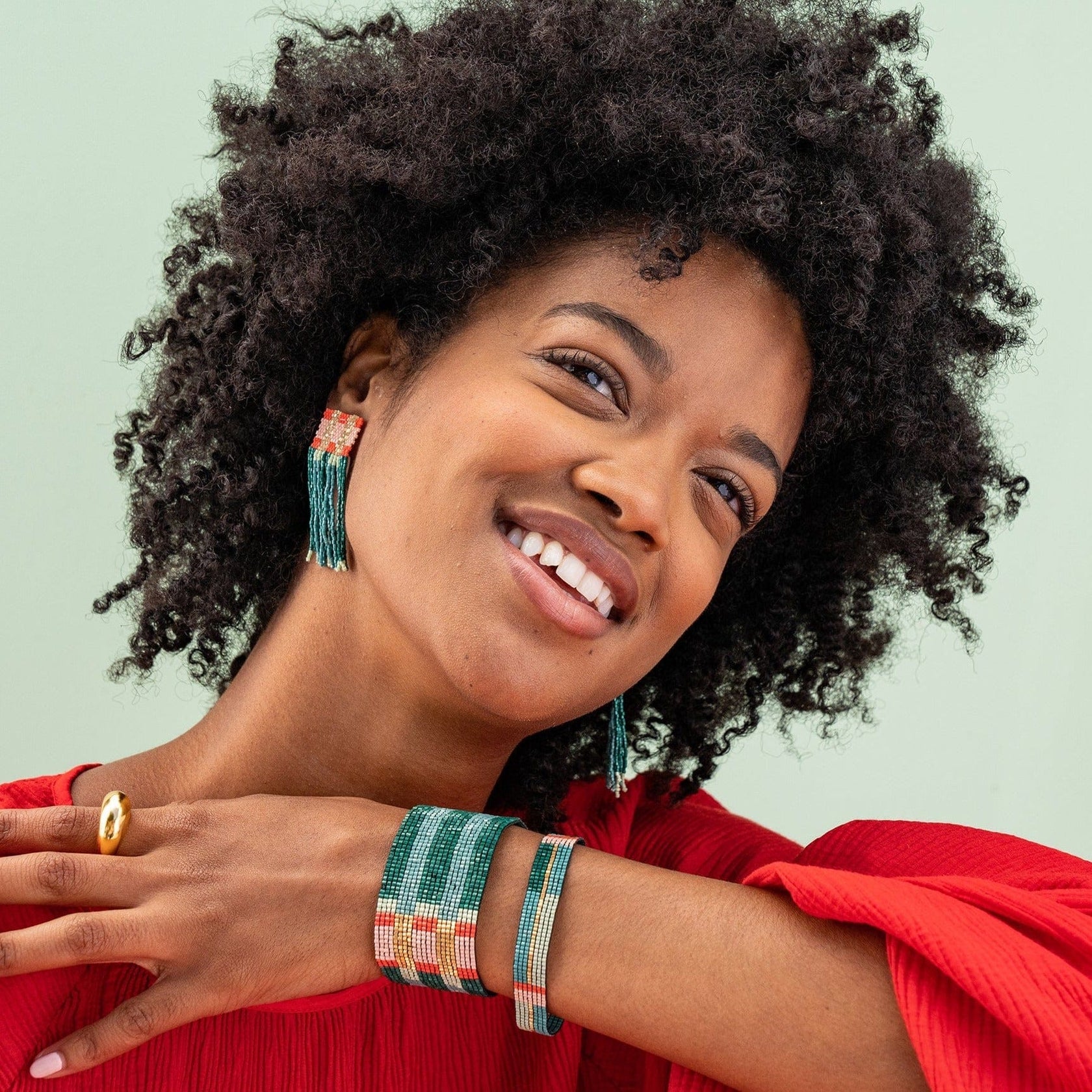 Ava Crossing Colorblock Fringe Earrings