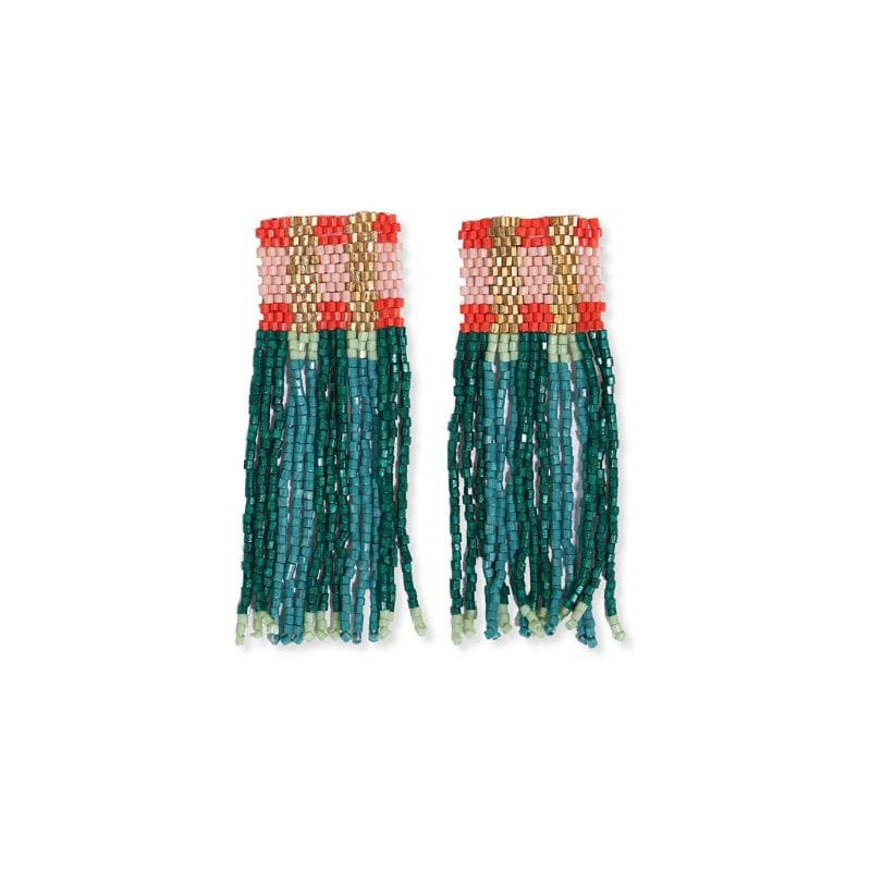 Ava Crossing Colorblock Fringe Earrings