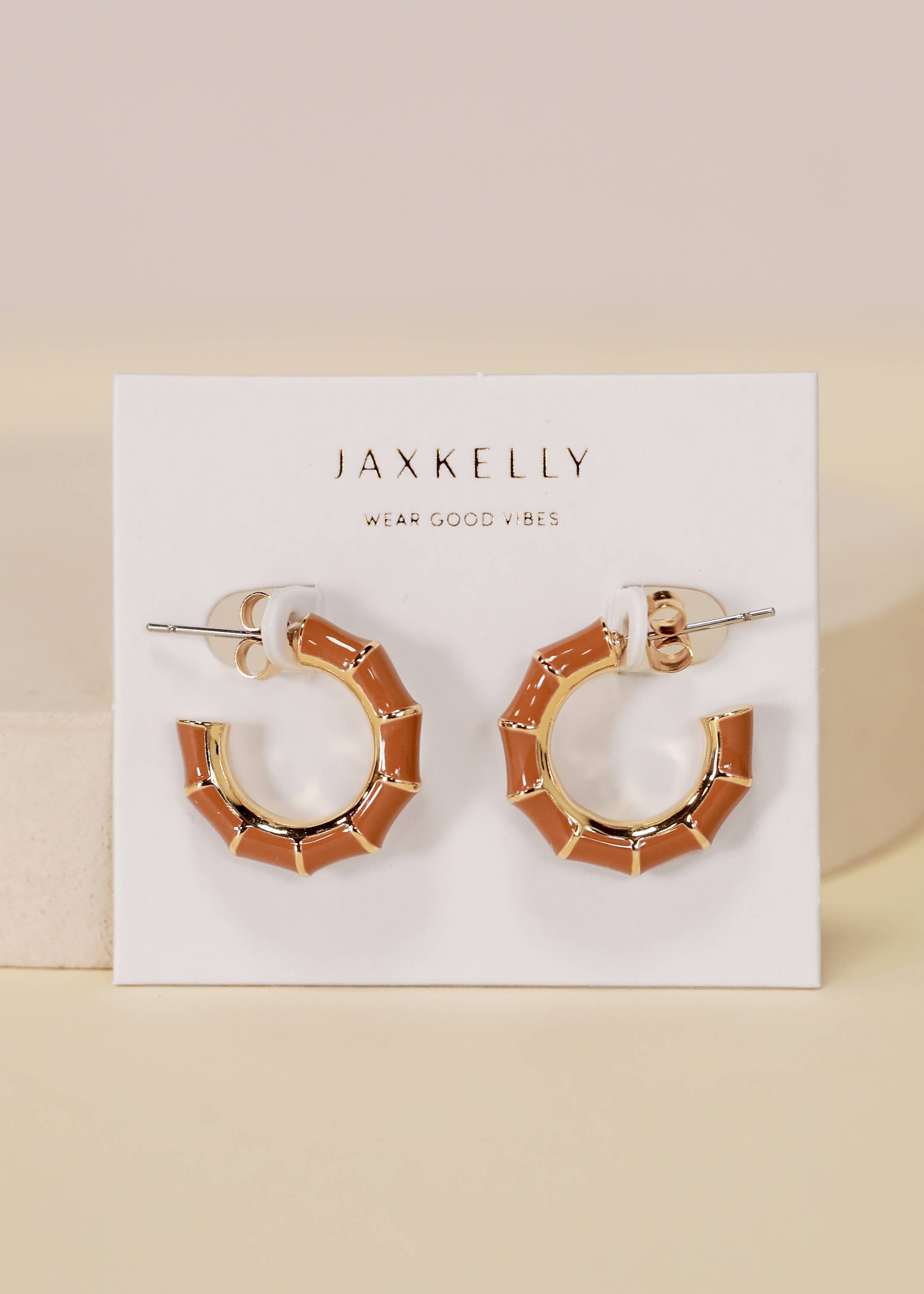 Brown Enamel Vintage Hoop Earrings
