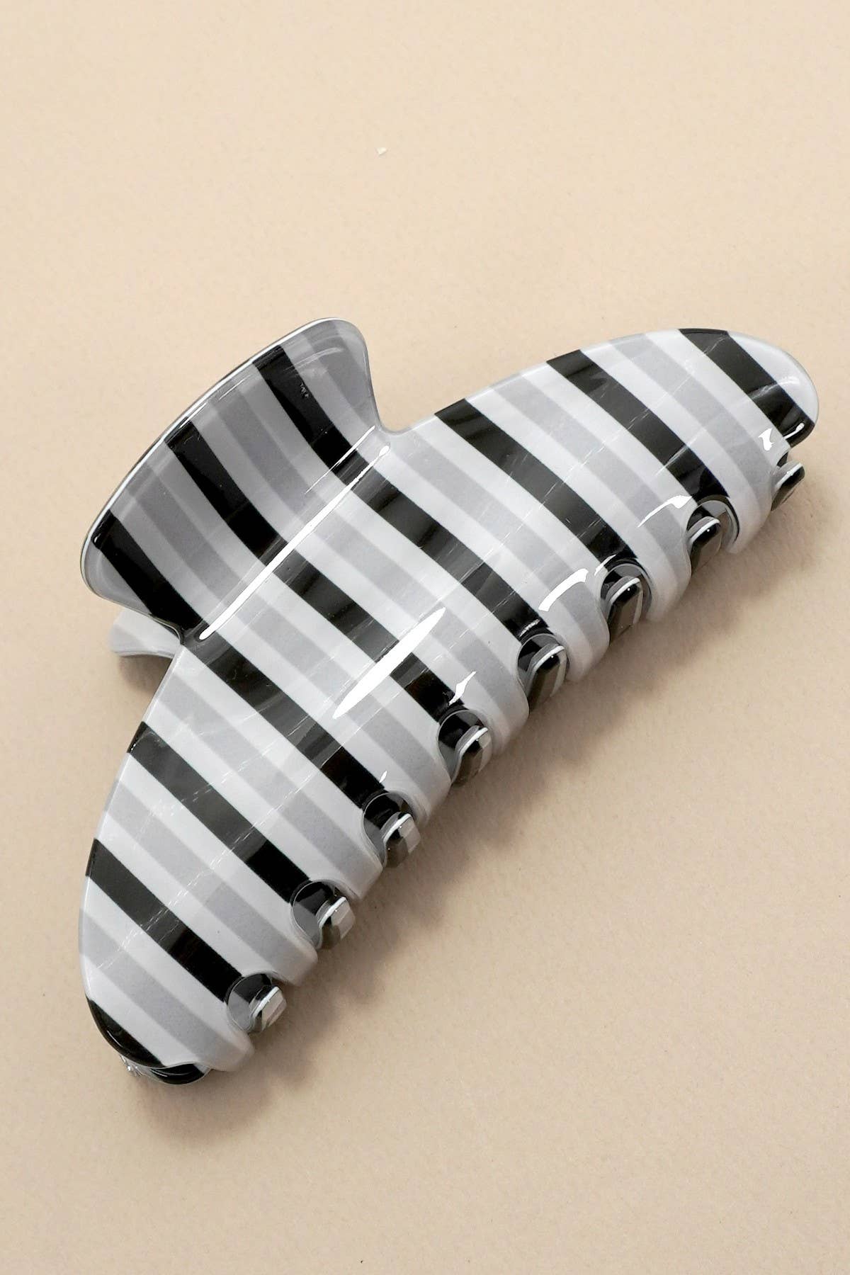 Jumbo Stripe Plaid Oval Hair Claw Clips