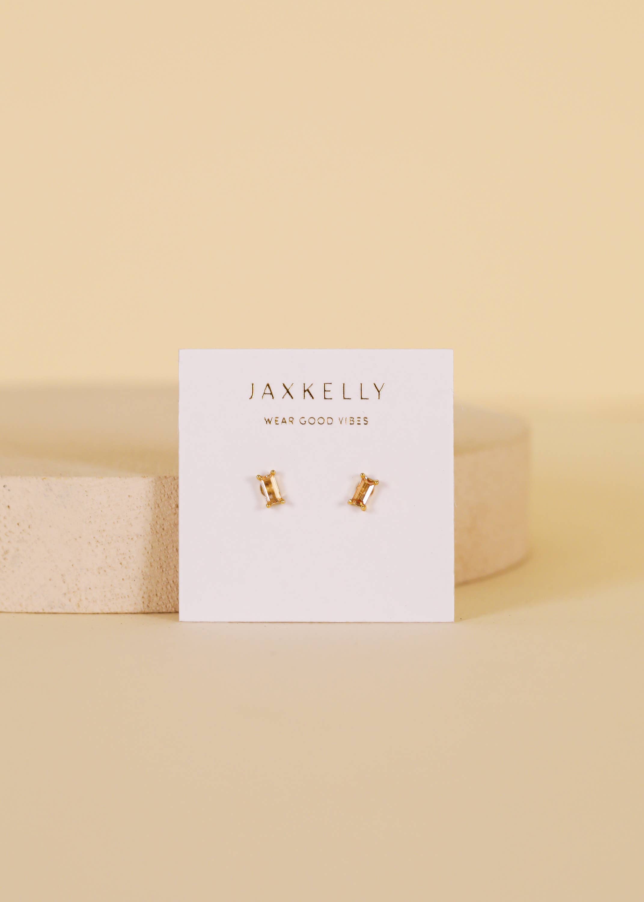 Champagne Baguette Gold Earrings