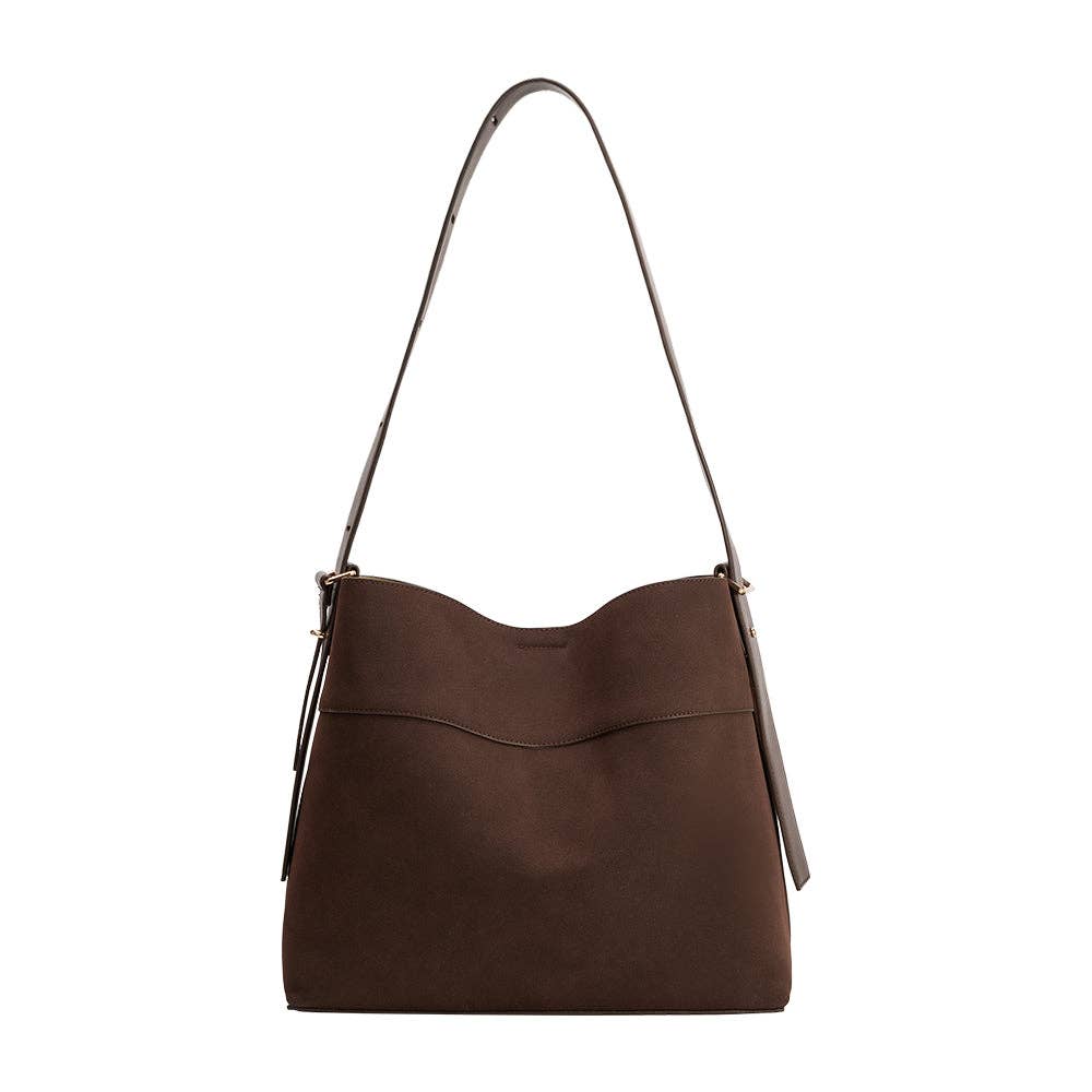 Stormie Espresso Vegan Suede Tote Bag