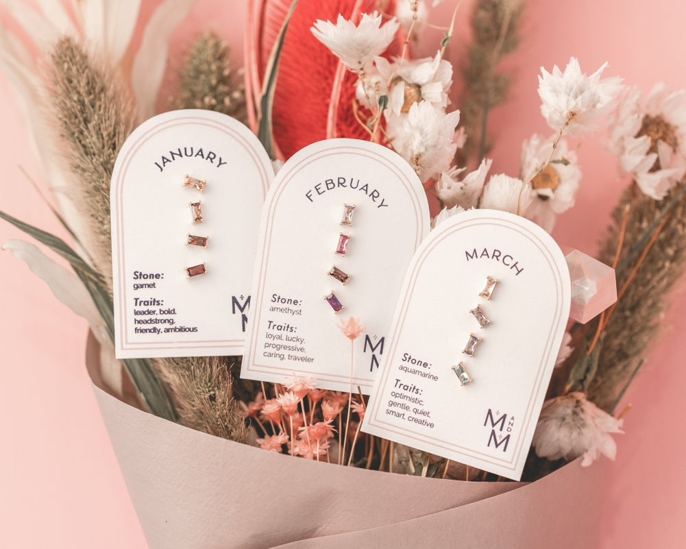 Birthstone Ombre Baguette Stud Earrings