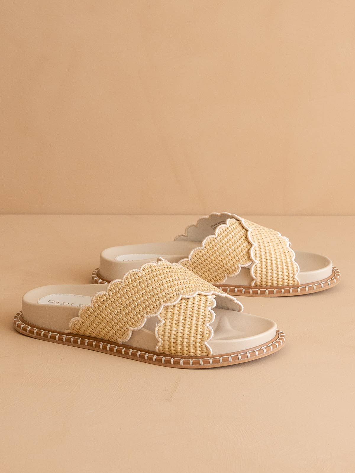 The Fabby Double Strap Raffia Slide