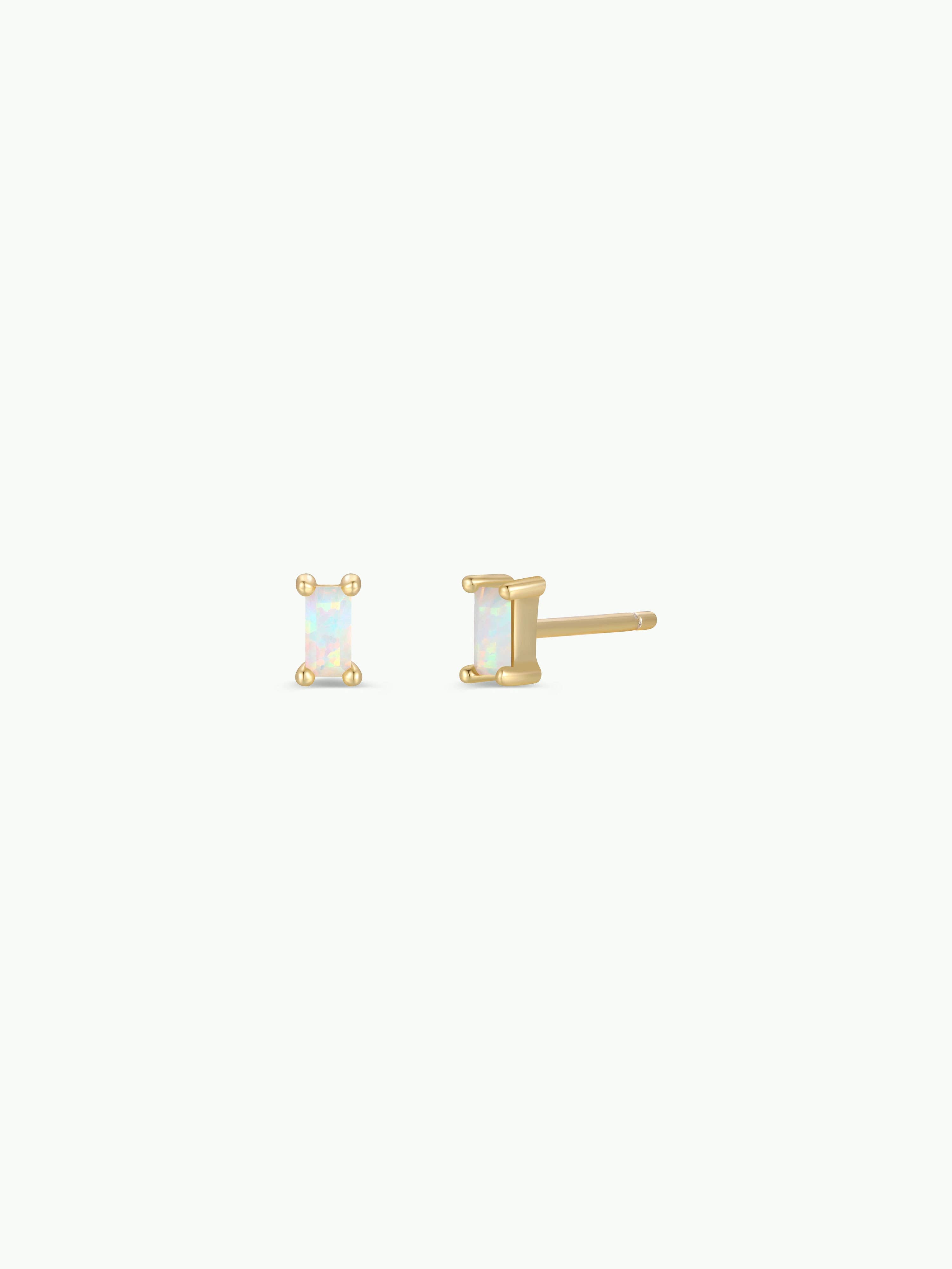 White Opal Baguette Earrings