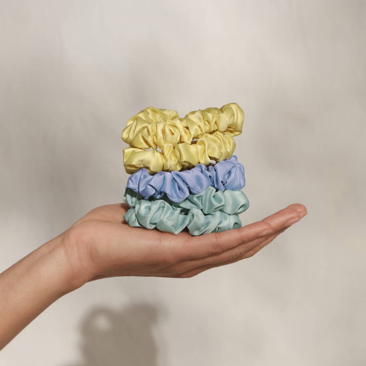 Ruched Satin Scrunchies Set - Multi