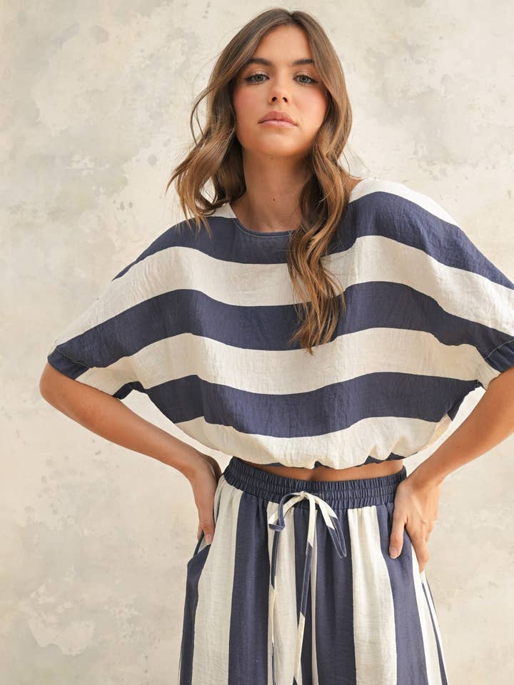 Wide Stripe Boat Neck Top